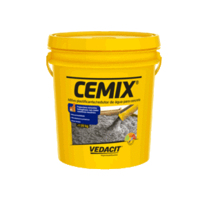 CEMIX é um aditivo plastificante que permite reduzir a água do concreto. Assim, além de aumentar as resistências mecânicas, proporciona concretos homogêneos, coesos e com menor permeabilidade.